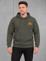 CARPIFIED SWAG Hoodie – Vorderseite mit kleinem Brustlogo #farbe_organic khaki