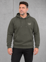 CYPRINUS CARPIO Hoodie Organic Khaki – halfbody-front-chestprint #farbe_organic khaki