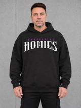 HOMIES Oversize Hoodie NS408 Black – halfbody front big chest #color_black