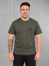 carpstylez KING CARP Shirt – Vorderseite mit kleinem Brustmotiv #farbe_organic khaki