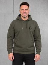 carpstylez KING CARP Hoodie – Vorderseite mit kleinem Brustmotiv #farbe_organic khaki