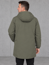 ESSENTIALS Sherpa Parka Organic Khaki – worn-back #farbe_organic khaki