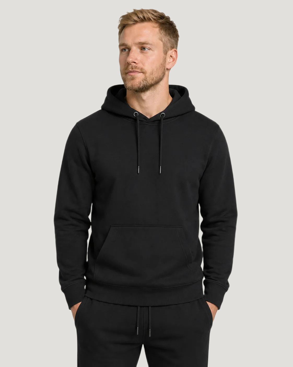 ONE BEEP Hoodie Black – Halfbody Vorderseite #farbe_black