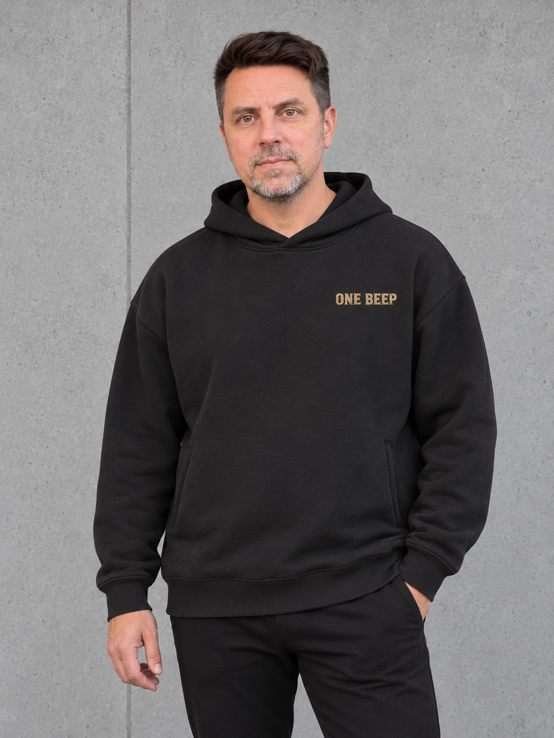 ONE-BEEP Oversize Hoodie Black – Ansicht 3 #color_black