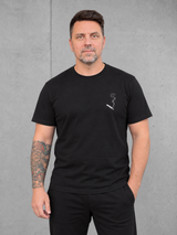 carpstylez Silt & Smoke Carp Shirt – Vorderansicht mit kleinem Brustmotiv #farbe_schwarz