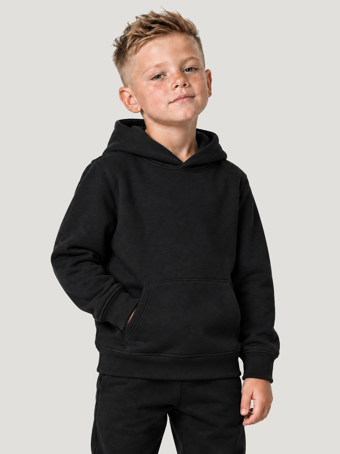 carpstylez Kids Hoodie THANKS, DUMBASS in Black – Vorderseite ohne Print am Kind #farbe_black
