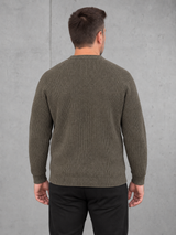 carpstylez ESSENTIALS Grobstrick Pullover NS911 Organic Khaki – getragen, Rückenansicht #farbe_organic khaki