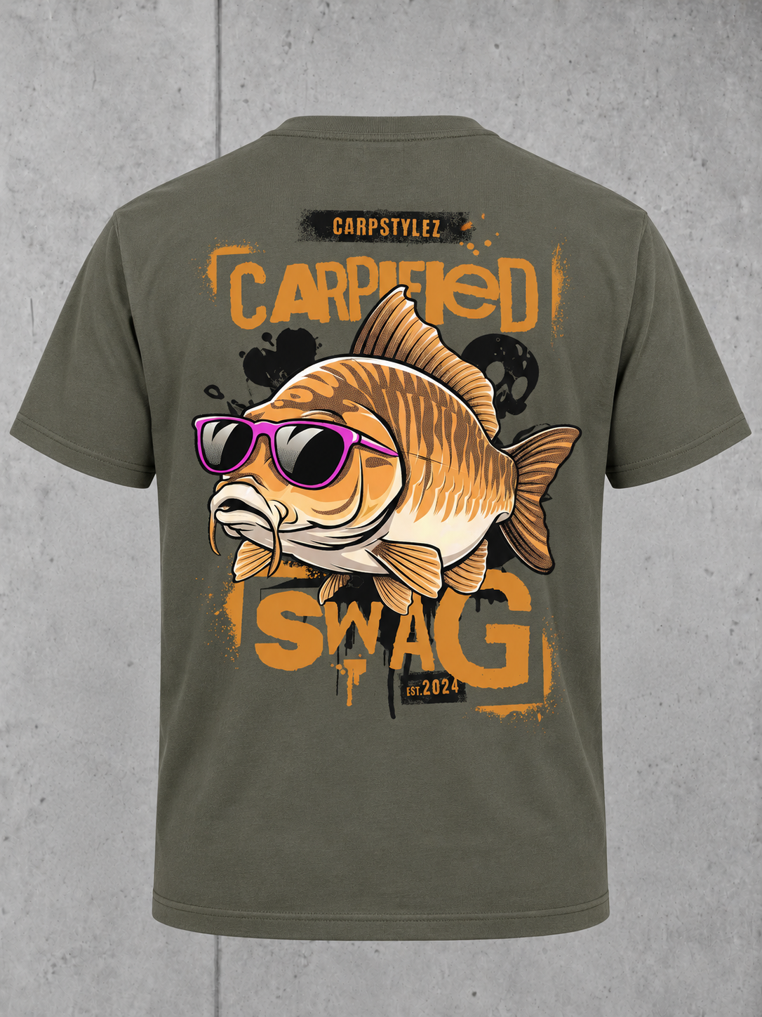 carpstylez CARPIFIED SWAG Shirt NS305 Organic Khaki – ghost-back #farbe_organic khaki
