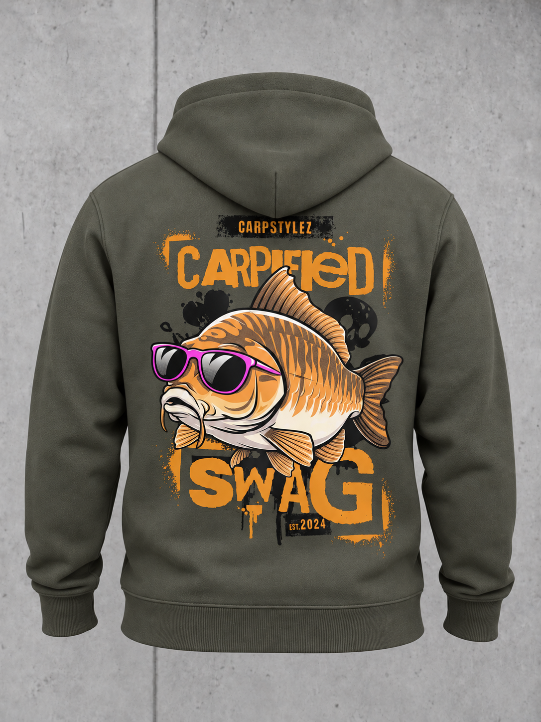 CARPIFIED SWAG Hoodie – Ghost Rücken #farbe_organic khaki