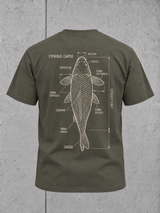 carpstylez CYPRINUS CARPIO Shirt Organic Khaki – 3D-Ghost Rückenansicht #farbe_organic khaki