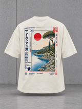 LAC DE SAINT-CASSIEN Oversize Shirt in Ivory – Ghost-Rückenansicht