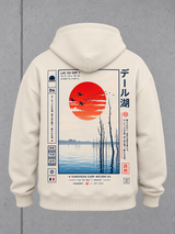 LAC DU DER Oversize Hoodie NS408 in Ivory – Ghost-Rückenansicht mit Print #color_ivory