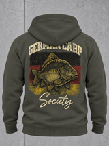 carpstylez GERMAN CARP SOCIETY Hoodie – 3D-Ghost-Rückenansicht mit Rückenprint #farbe_organic khaki