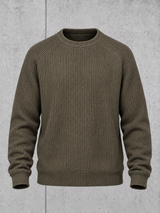 carpstylez ESSENTIALS Grobstrick Pullover NS911 Organic Khaki – Freisteller Front #farbe_organic khaki