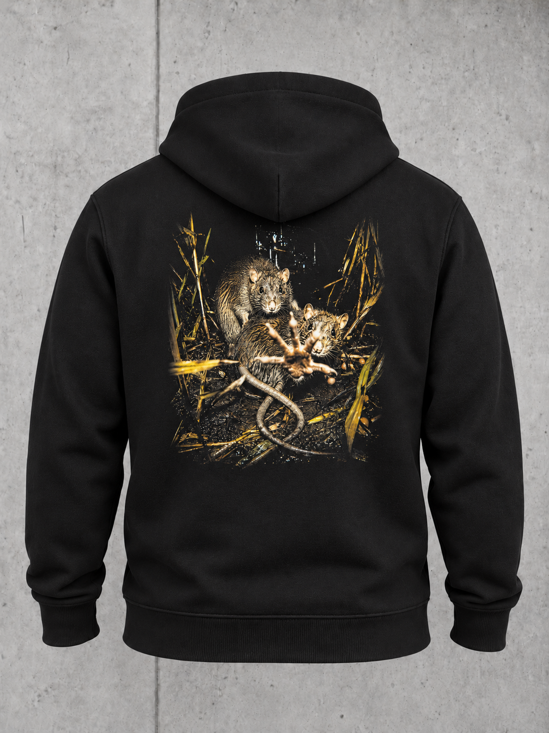 HEAVY PET(T)ING Hoodie Black – 3D Ghost Rückseite #farbe_black