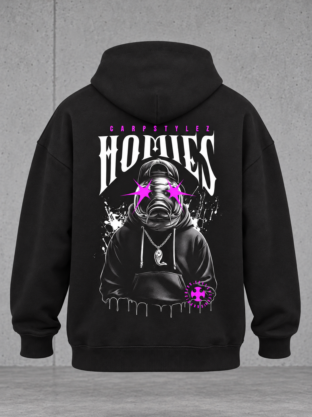 HOMIES Oversize Hoodie NS408 Black – ghost back #color_black