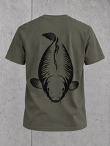 carpstylez KING CARP Shirt – Ghost-Rückenansicht #farbe_organic khaki