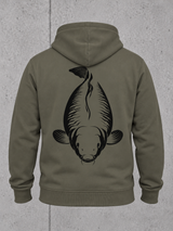 carpstylez KING CARP Hoodie – Ghost-Rückenansicht #farbe_organic khaki