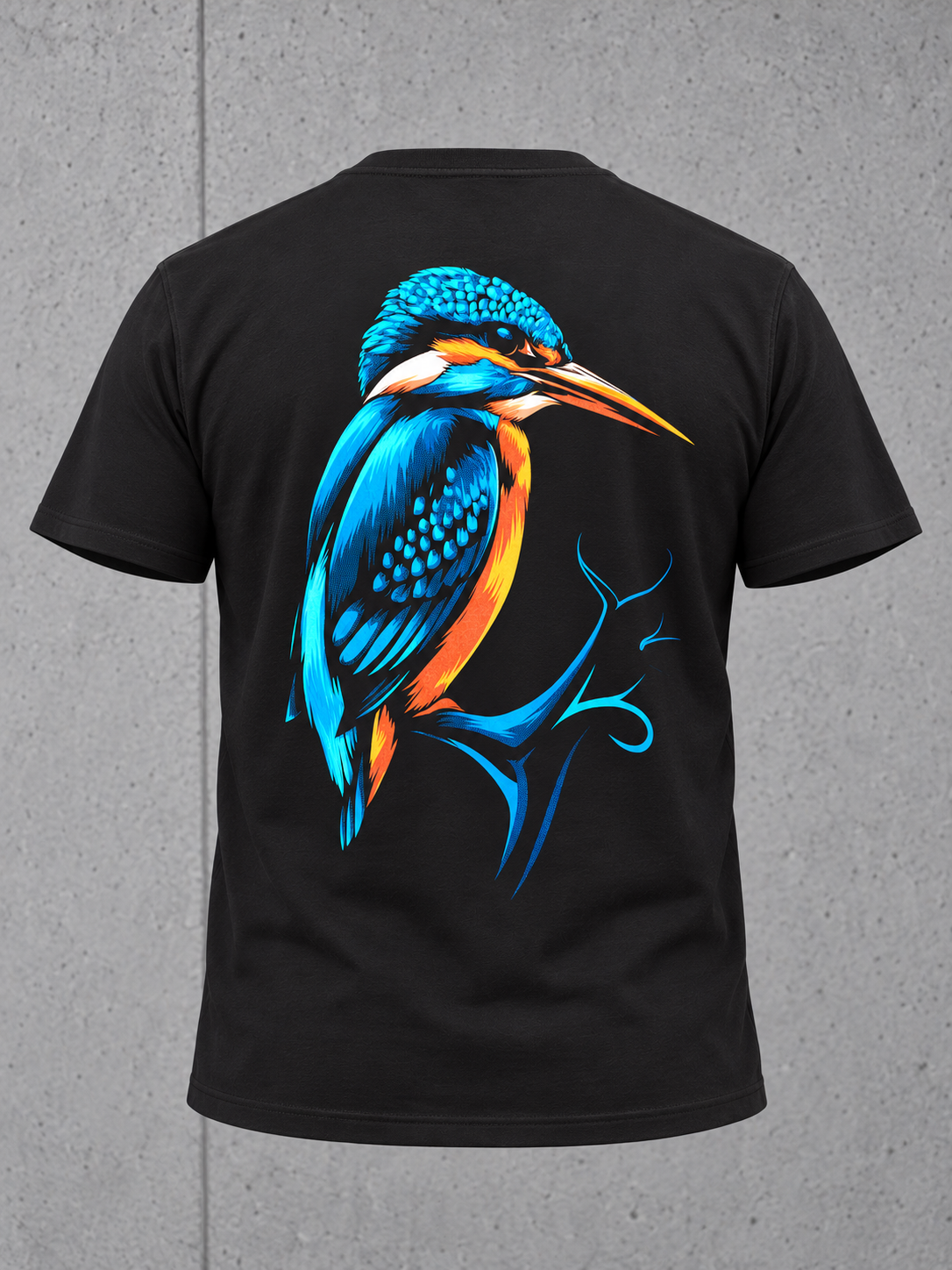 carpstylez KINGFISHER VIBES Shirt – Ghost-Rückenansicht mit Eisvogel-Print #farbe_black