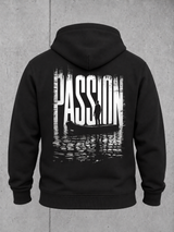 carpstylez PASSION Hoodie Black – Ghost-Mockup Rückseite mit PASSION Print #farbe_black