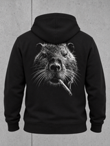 carpstylez SILT & SMOKE NUTRIA Hoodie – Schwarz, Ghost-Mockup, Rücken mit Nutria-Backprint #farbe_black