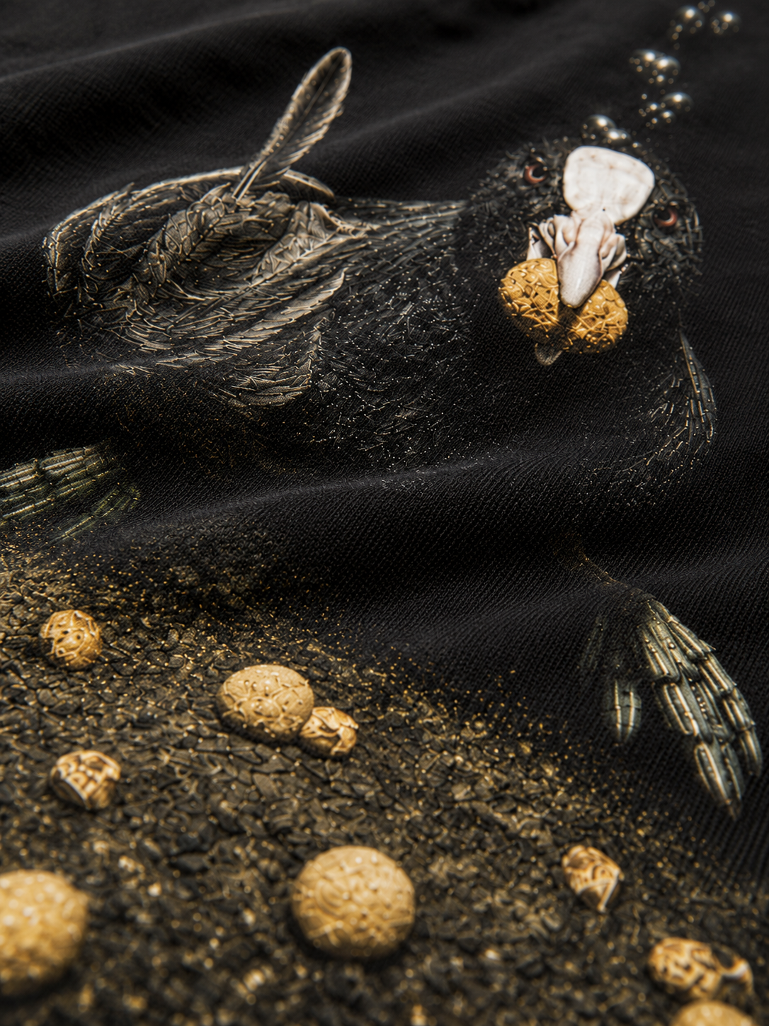THANKS, DUMBASS Kids Shirt Black – Nahaufnahme des Rückenprints und Stoffs #farbe_black