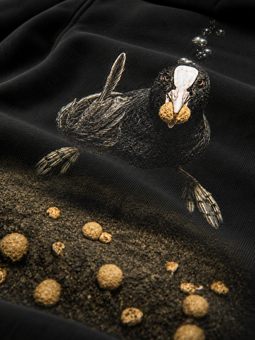 carpstylez Kids Hoodie THANKS, DUMBASS in Black – Nahaufnahme des Rückenprints und Stoffs #farbe_black