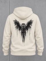 carpstylez THE OWL Hoodie NS401 Ivory – Rückseite als 3D-Ghost mit Eulenmotiv #farbe_ivory