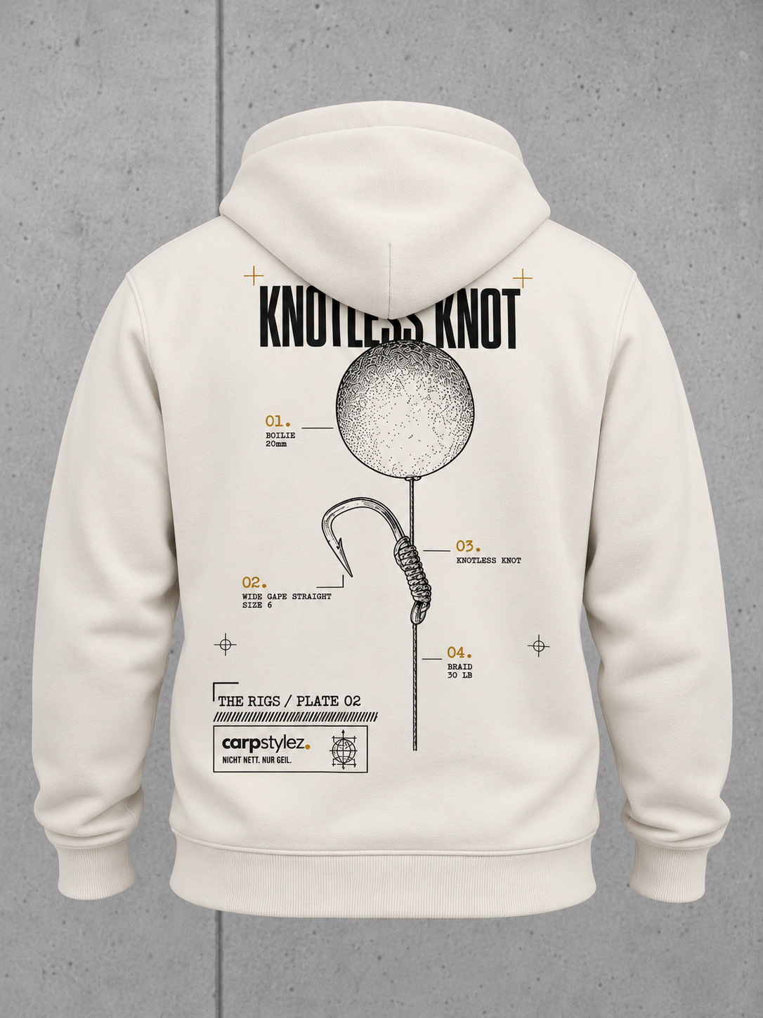 THE RIGS KNOTLESS KNOT NS401 Hoodie – Ghost Rückenansicht #color_ivory