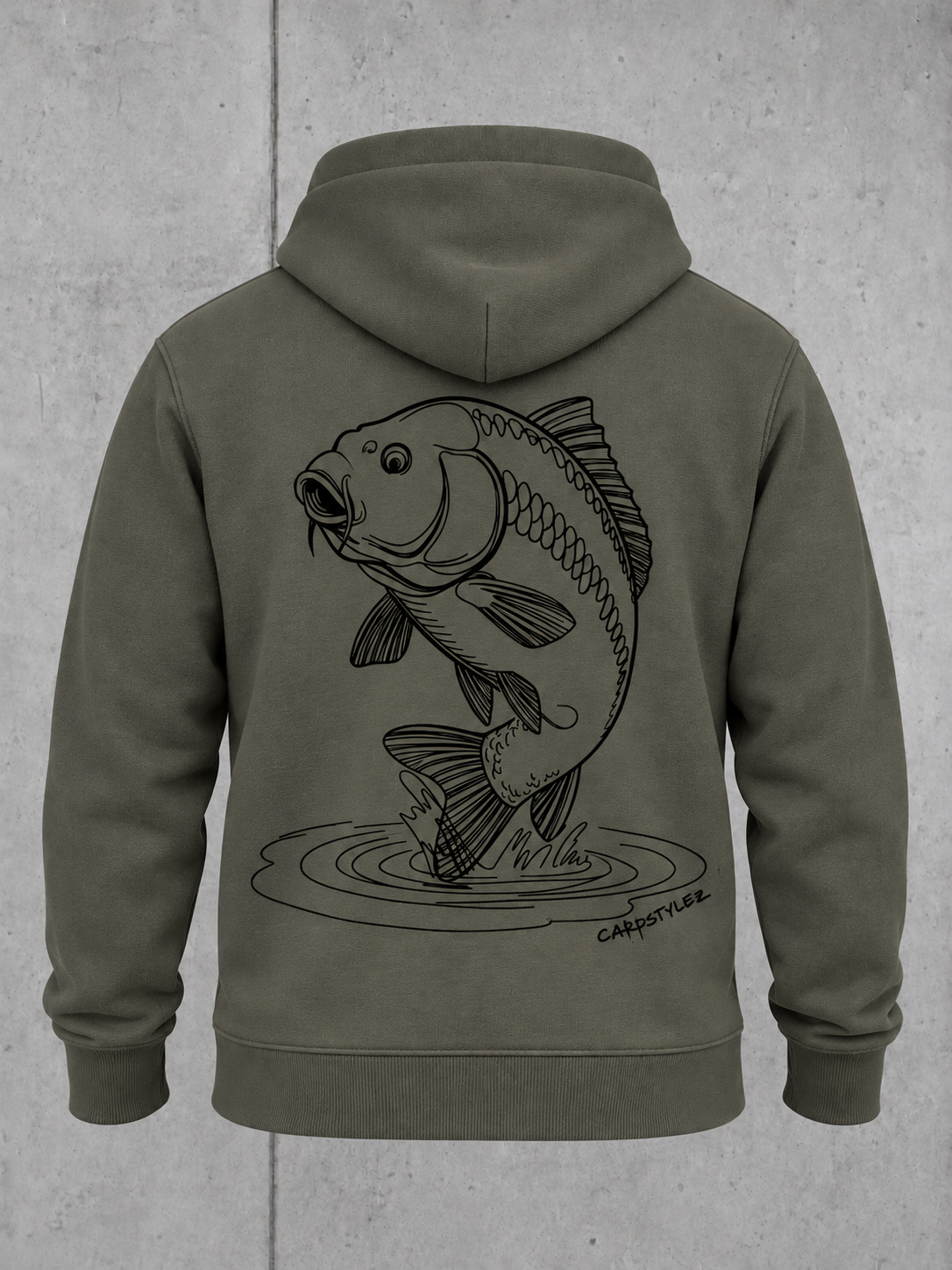 THE RISE Hoodie – 3D Rückenansicht #farbe_organic khaki