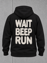 carpstylez WAIT BEEP RUN Hoodie in Schwarz – Rückenansicht als Produktfreisteller #farbe_black