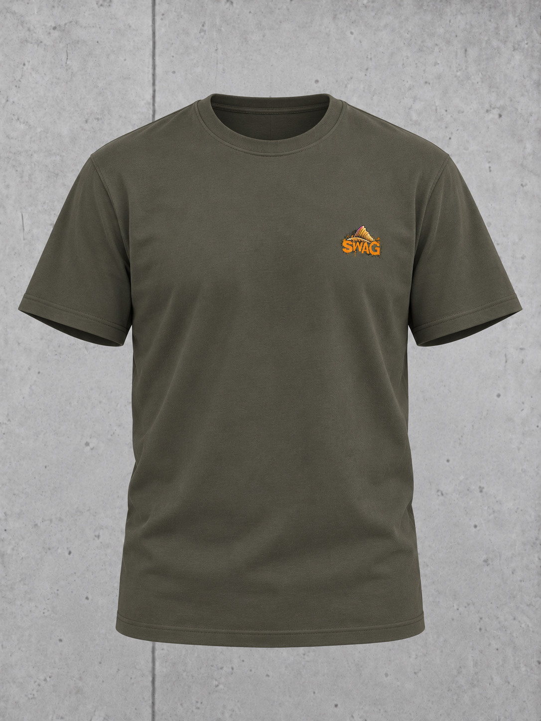 carpstylez CARPIFIED SWAG Shirt NS305 Organic Khaki – ghost-front-chestprint #farbe_organic khaki