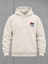 carpstylez LAC DE SAINT-CASSIEN Oversize Hoodie NS408 in Ivory – Ghost-Frontansicht mit CASSIEN-Brustmotiv und einzelnen Seitentaschen #color_ivory
