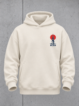 carpstylez LAKE BLED Oversize Hoodie NS408 in Ivory – Ghost-Frontansicht mit BLED-Brustmotiv und einzelnen Seitentaschen #color_ivory