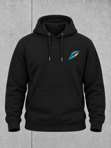 carpstylez KINGFISHER VIBES Hoodie – Ghost-Vorderansicht mit kleinem Feder-Brustprint, schwarz #farbe_black