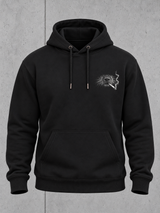 carpstylez SILT & SMOKE NUTRIA Hoodie – Schwarz, Ghost-Mockup, Vorderseite mit Nutria-Brustprint #farbe_black