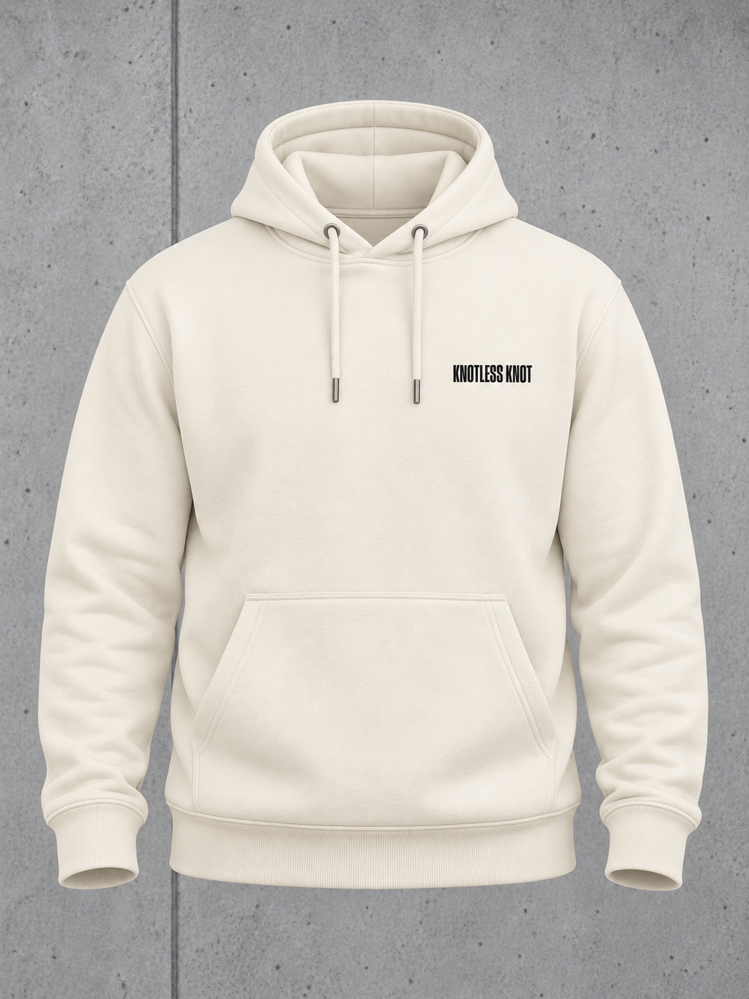 THE RIGS KNOTLESS KNOT NS401 Hoodie – Ghost Vorderansicht mit Brustprint #color_ivory
