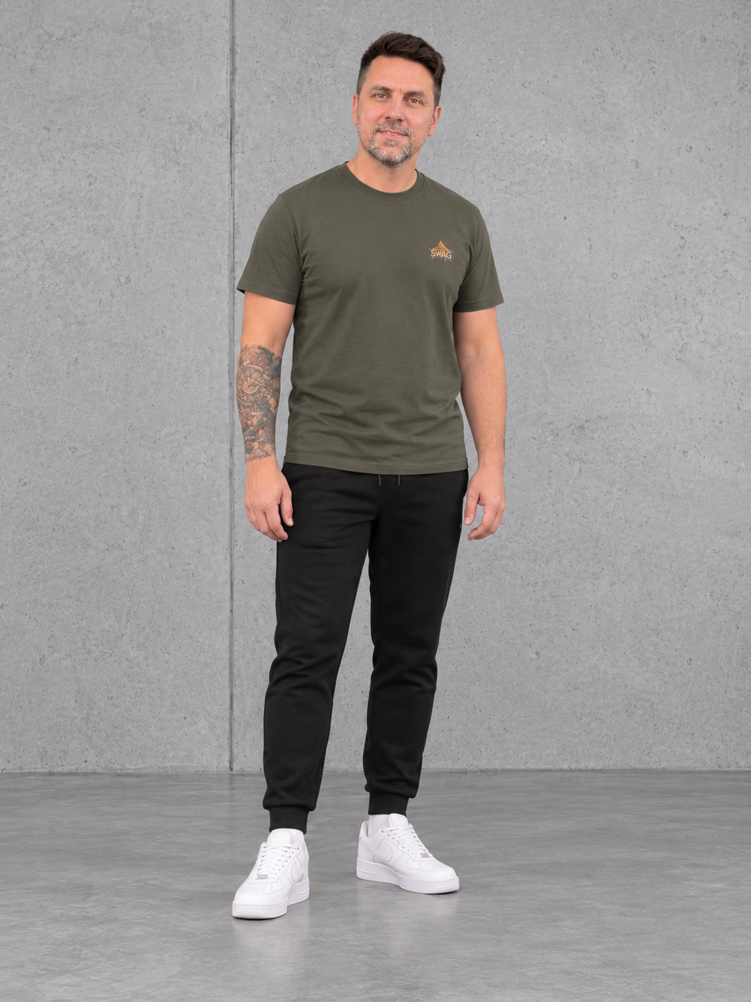 carpstylez CARPIFIED SWAG Shirt NS305 Organic Khaki – fullbody-front-chestprint #farbe_organic khaki