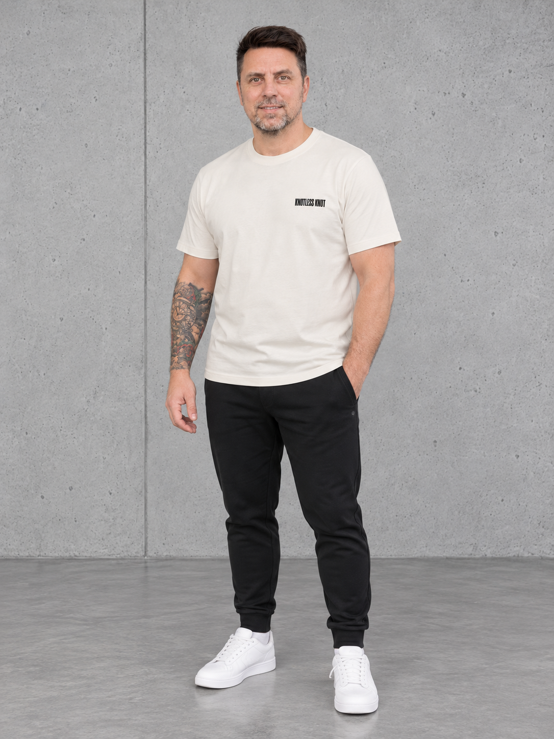 carpstylez knotless knot Shirt Ivory – Ganzkörper vorne _var_ivory #farbe_ivory