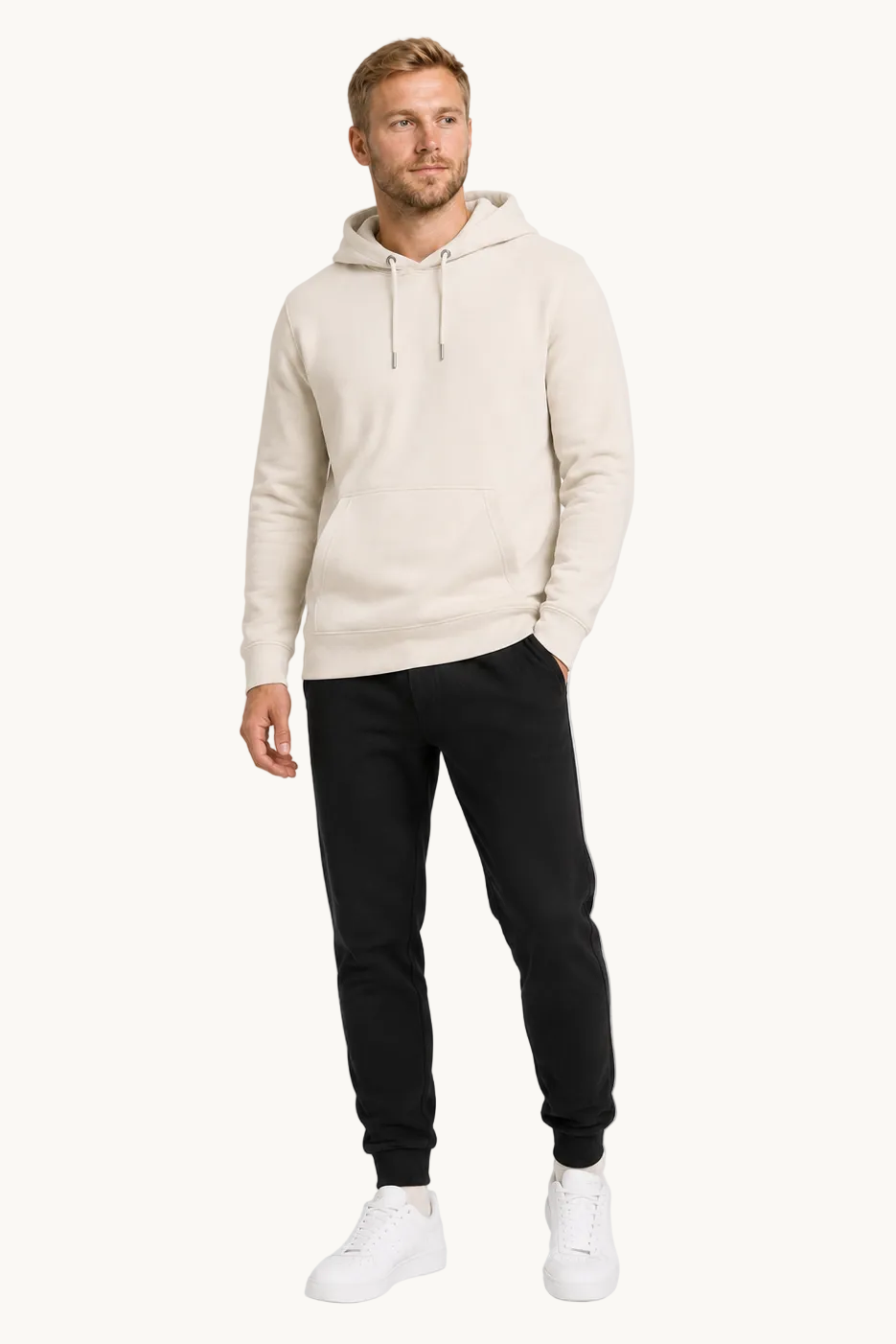 LAC DE SAINT-CASSIEN Hoodie Ivory – Fullbody Vorderseite