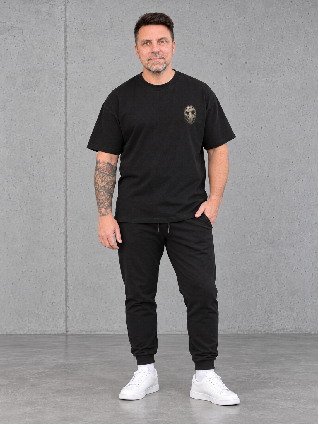 LAKE HAUNT 2.0 Oversize Shirt Black – Ganzkörper Front
