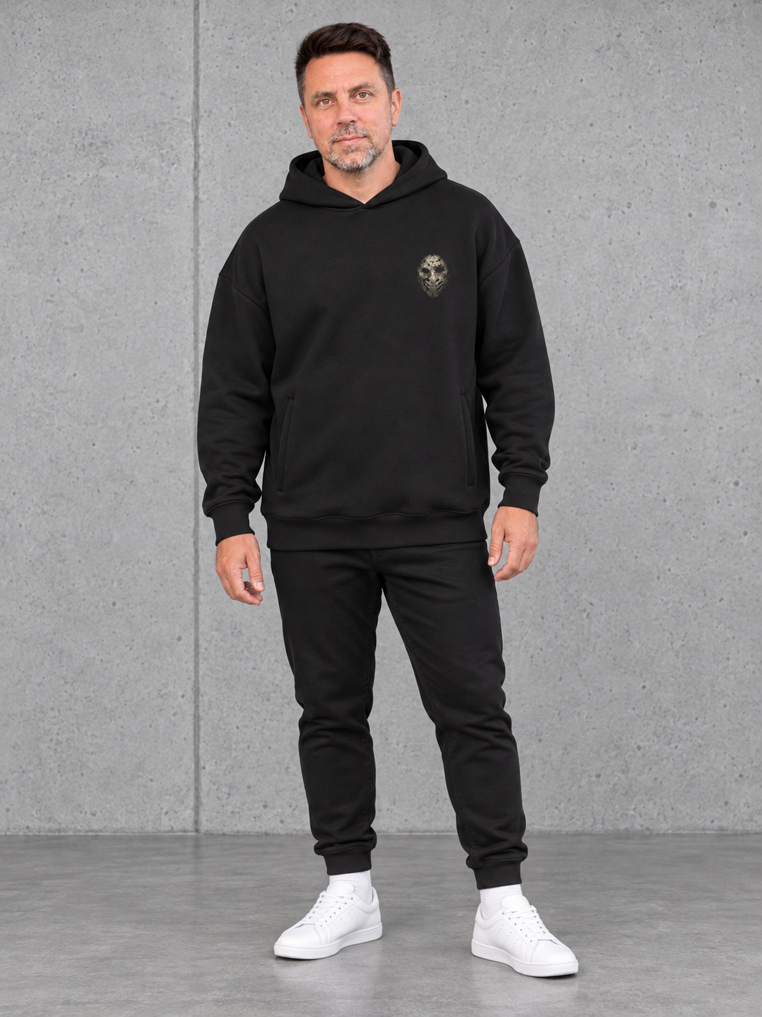 LAKE HAUNT 2.0 Oversize Hoodie Black – Ganzkörper Front