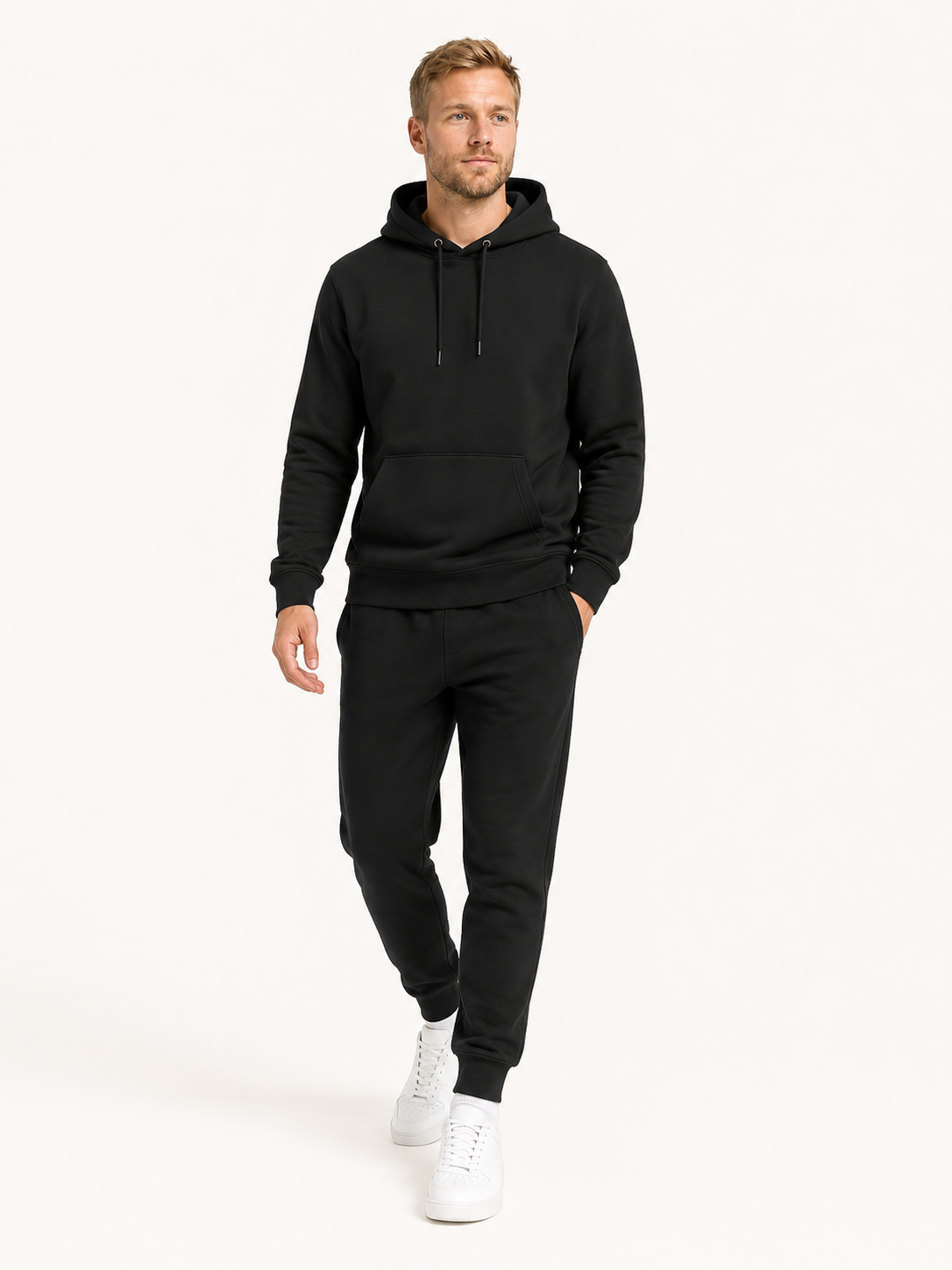 NO F*CKS Hoodie Black – Ganzkörper Vorderansicht #farbe_black
