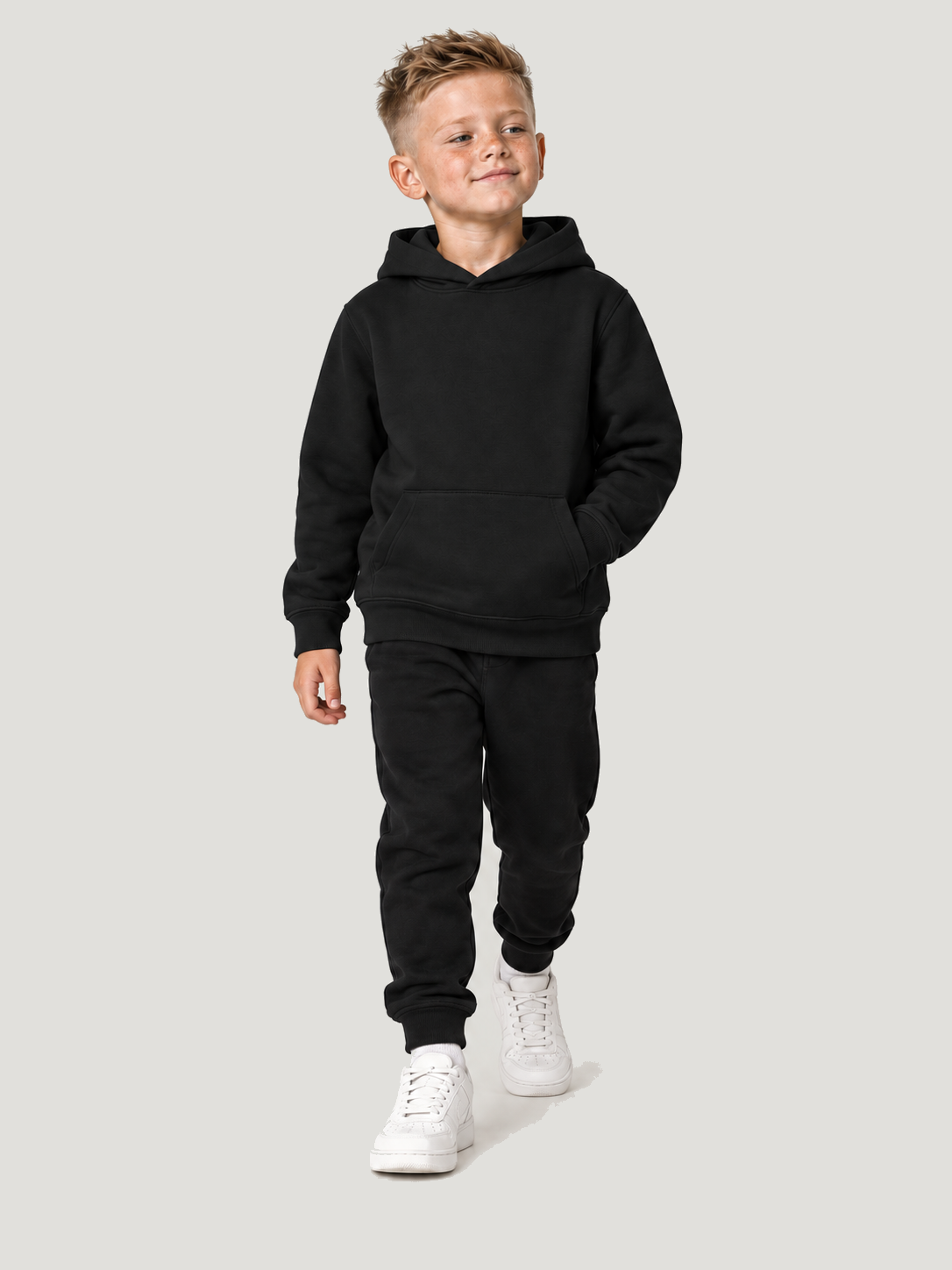 carpstylez Kids Hoodie THANKS, DUMBASS in Black – Ganzkörper-Vorderansicht am Kind #farbe_black