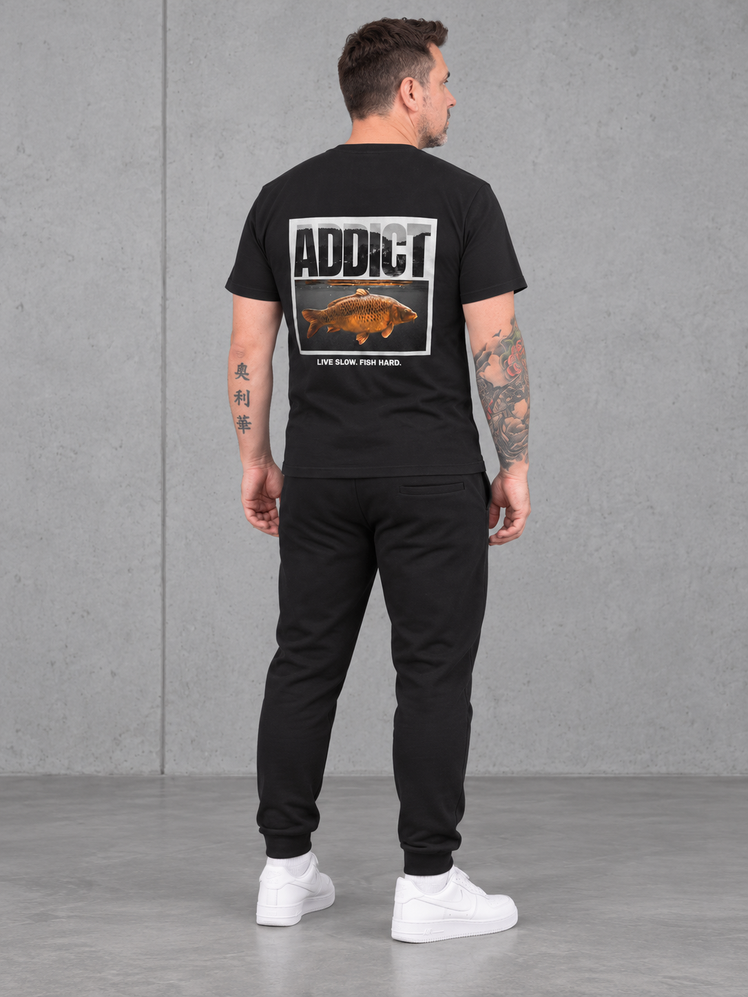 carpstylez ADDICT Shirt NS305 Black – fullbody-back-three-quarter #farbe_black