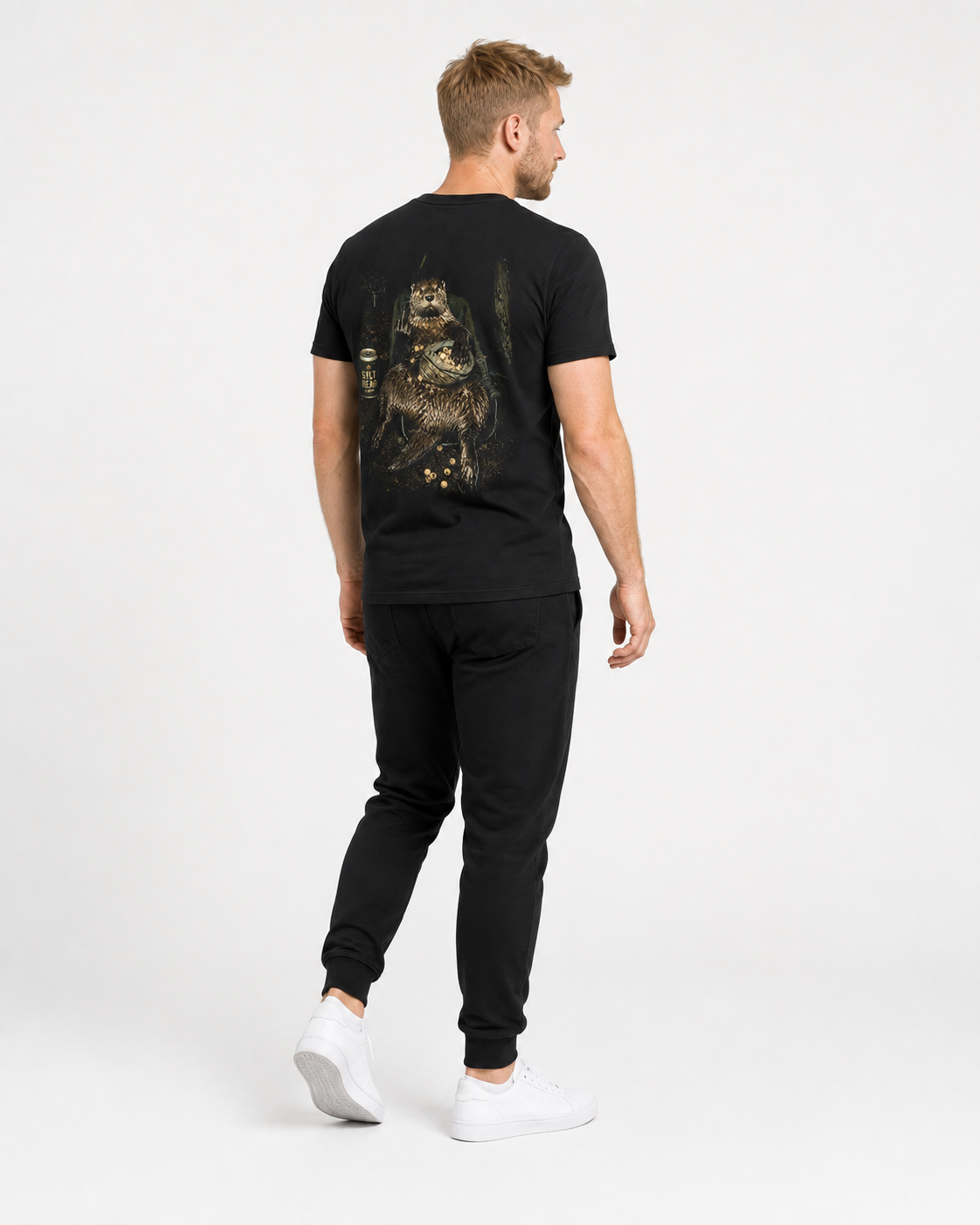 NO F*CKS Shirt Black – Fullbody Rückenansicht schräg