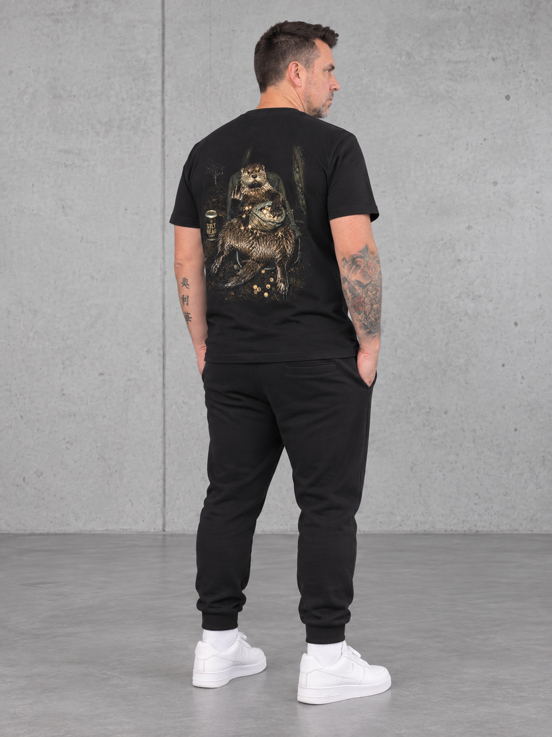 NO F*CKS Shirt Black – Ganzkörper Rücken seitlich #farbe_black