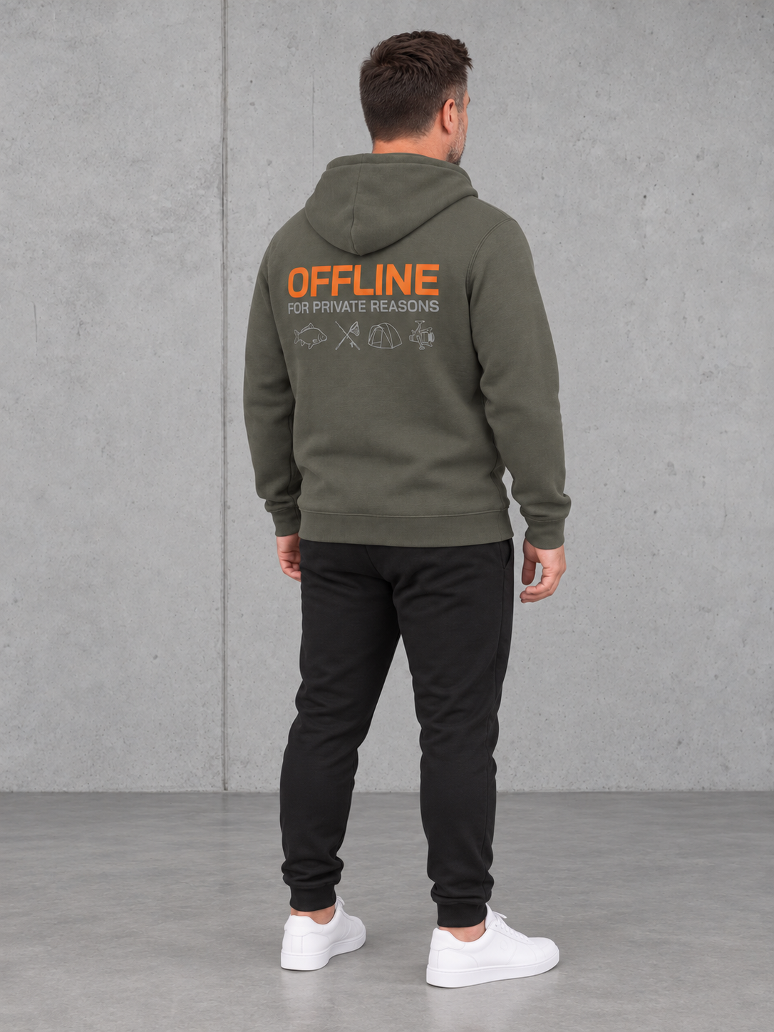 carpstylez OFFLINE Hoodie – Olli Ganzkörper schräg hinten #farbe_organic khaki