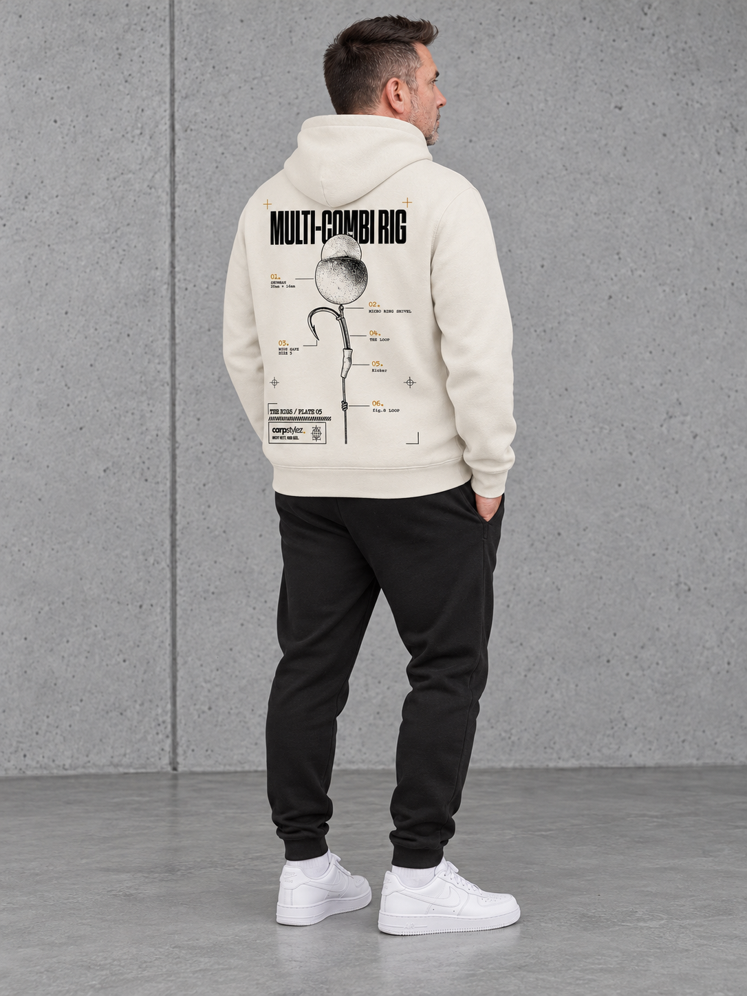 THE RIGS MULTI COMBI RIG NS401 Hoodie – Ganzkörper Rücken Dreiviertel #color_ivory