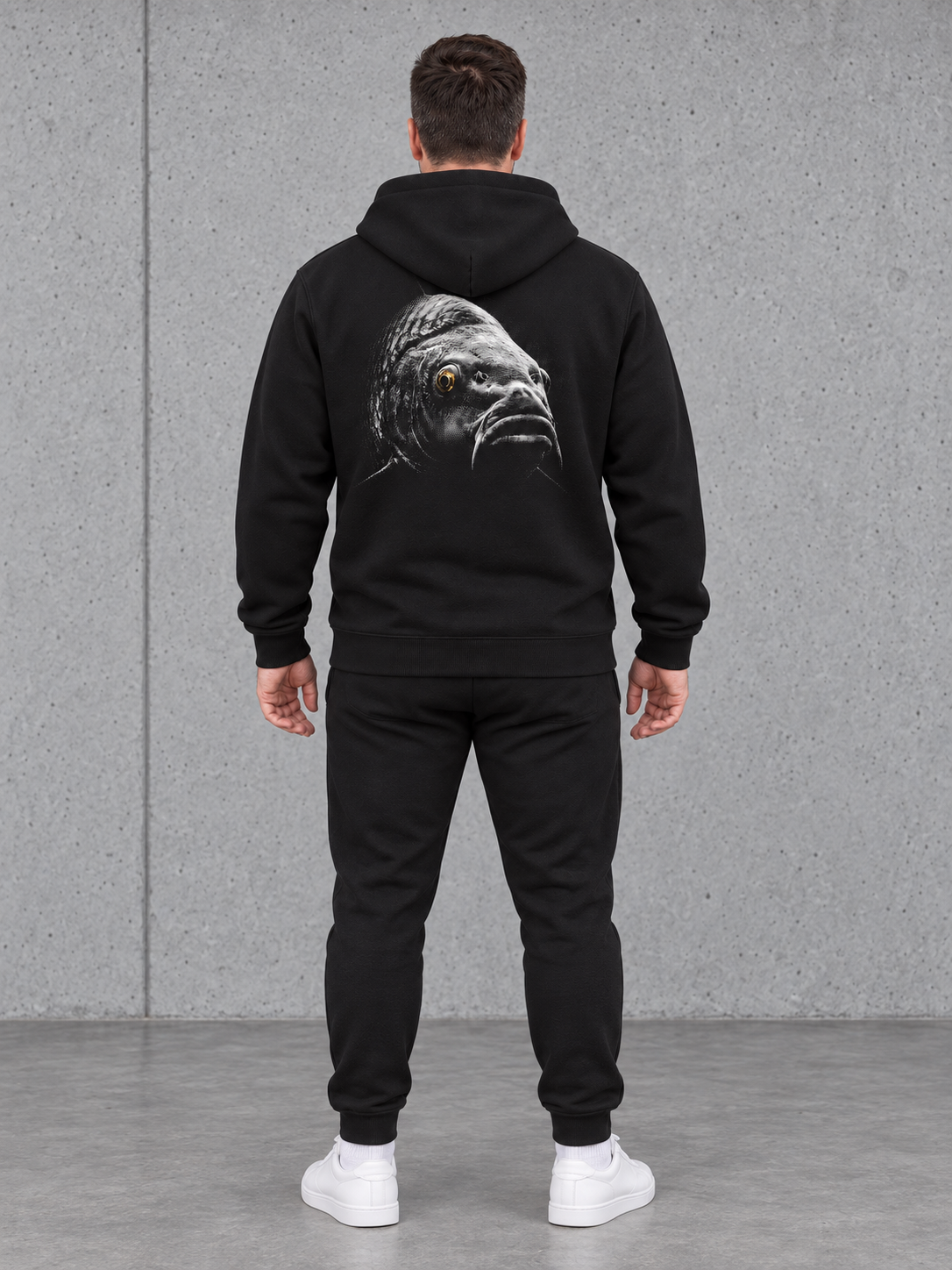 carpstylez BLACKWATER CARP Hoodie – Ganzkörper Rücken #farbe_black